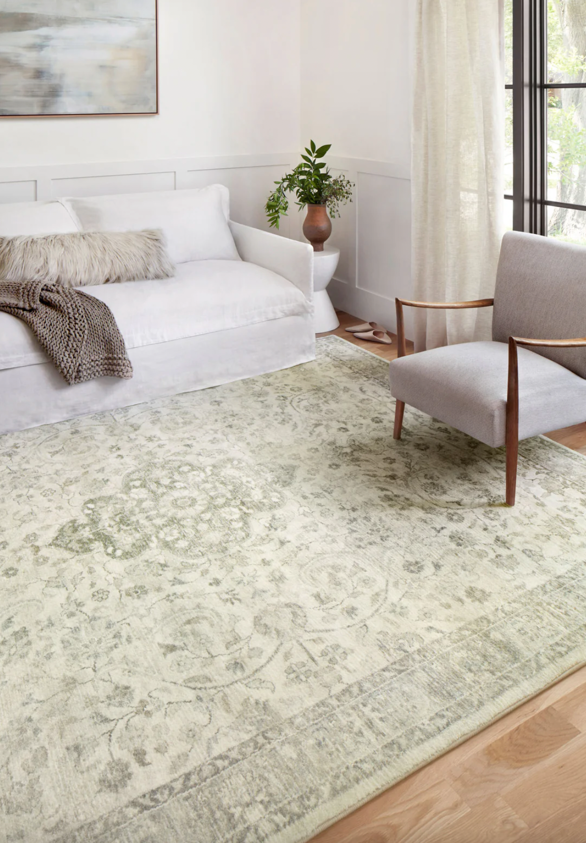 Rosette Rug | Silver &amp; Ivory